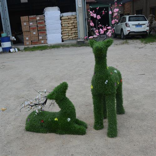 玻璃钢绿植雕塑户外公园景观绿雕鹿摆件园林景观动物雕塑可