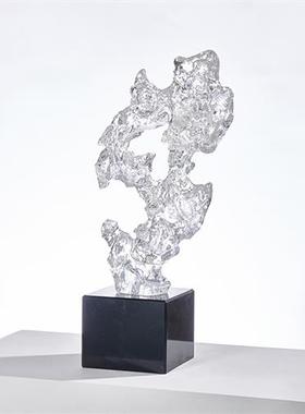 太湖石透明树脂雕塑三件套电视柜玄关桌面酒柜样板房简约抽象软装