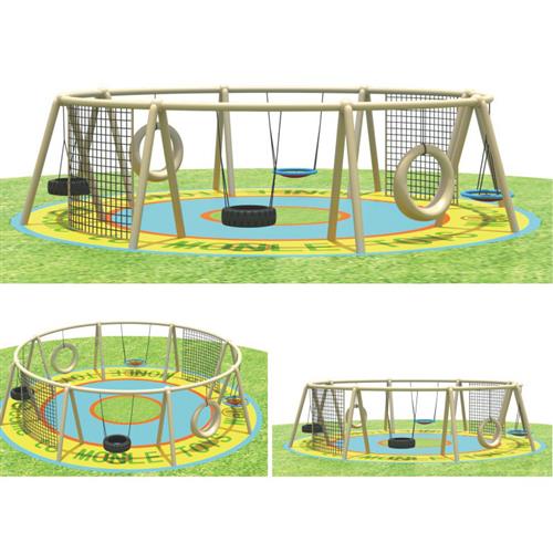 秋千儿童室外娱乐园设施备户大型游商场景区网红桥多人木质海盗船
