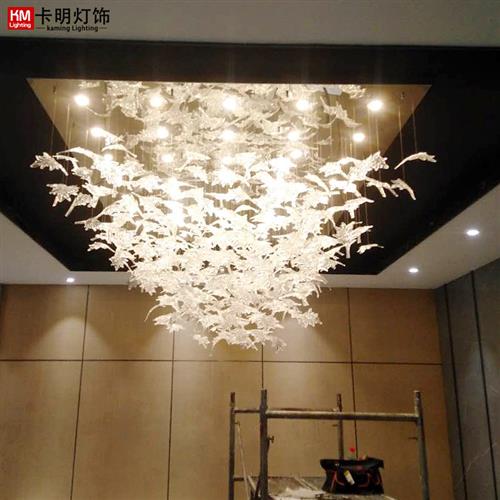 现货大型工程酒店吊灯别墅售楼中心宾馆大堂水晶灯艺术枫叶装饰灯