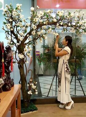 仿真玉兰树玉兰花树紫花白花玉兰盆景植物假树规格齐全免费设计