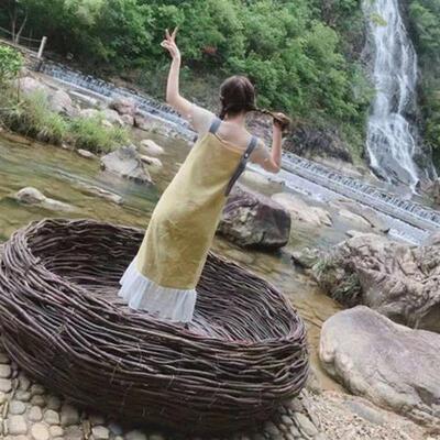 巴厘岛网红鸟巢户外秋千民宿景区拍摄打卡吊椅藤编室外庭院吊篮