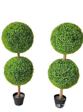 仿真草球树瓜子叶草球树北欧风室内落地球树盆栽园林造景厂家直供