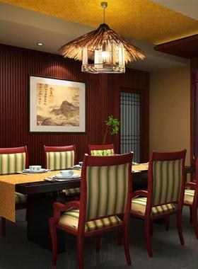 东南亚风中式吊灯创意竹藤灯饰餐馆农家乐饭复古竹编草帽吊灯