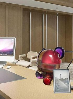 拼装色小熊雕塑透明树脂网红卡通摆件现代彩色水晶铂晶装饰品定制