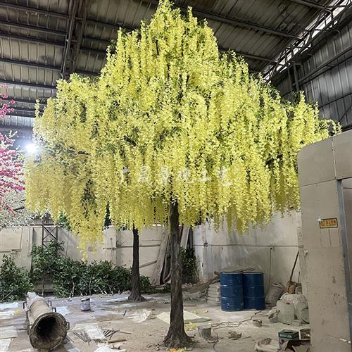 跨境豆花树仿真紫藤花树酒店商场装饰摆件新年假树造景仿生豆花树