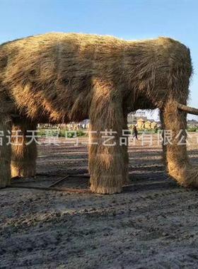 大型稻草人工艺品雕塑抗老化主题公园仿真动物造型稻草人工艺品