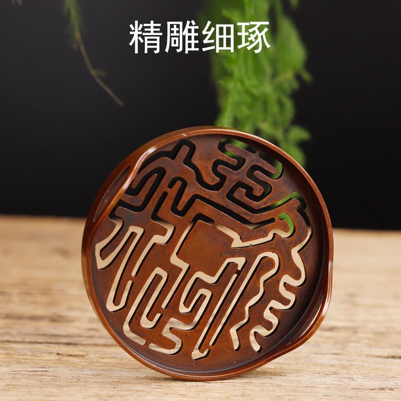 新品八厘米唯吾知足m大香篆8cm苏工做旧黄铜印拓香道工具双耳提手