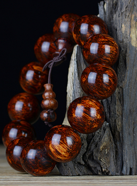 极速越南藤香木黄花梨烟花纹山水纹E手串佛珠手链文玩饰品似海南