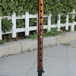 极速古铜色弯把四角/加厚铝合金四脚伸缩手杖/S高低可调四角拐杖