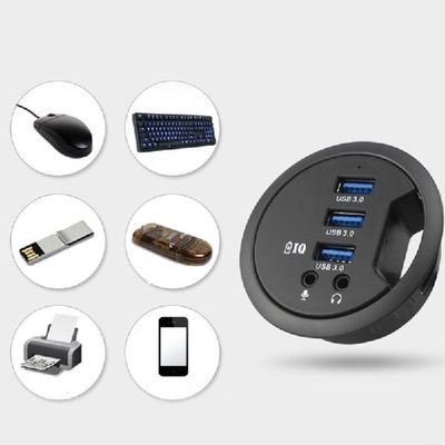 极速USB 3.0 Hub Mounting In-Desk Desk AdaptePr Multi Splitte