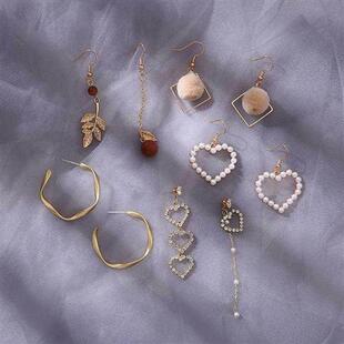 极速短发耳环新款潮套盒盒装组合流苏一I周流行长版清新感甜美气