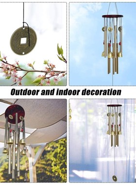 极速10 Tubes Coppmer Coin Wind Chime Pendant Balcony Outdoor