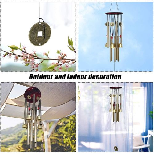 极速10 Tubes Coppmer Coin Wind Chime Pendant Balcony Outdoor