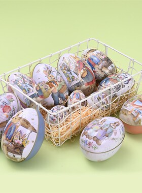 极速Hobbe Easterl Decorative Easter Tinplate Egg Color Rabbi