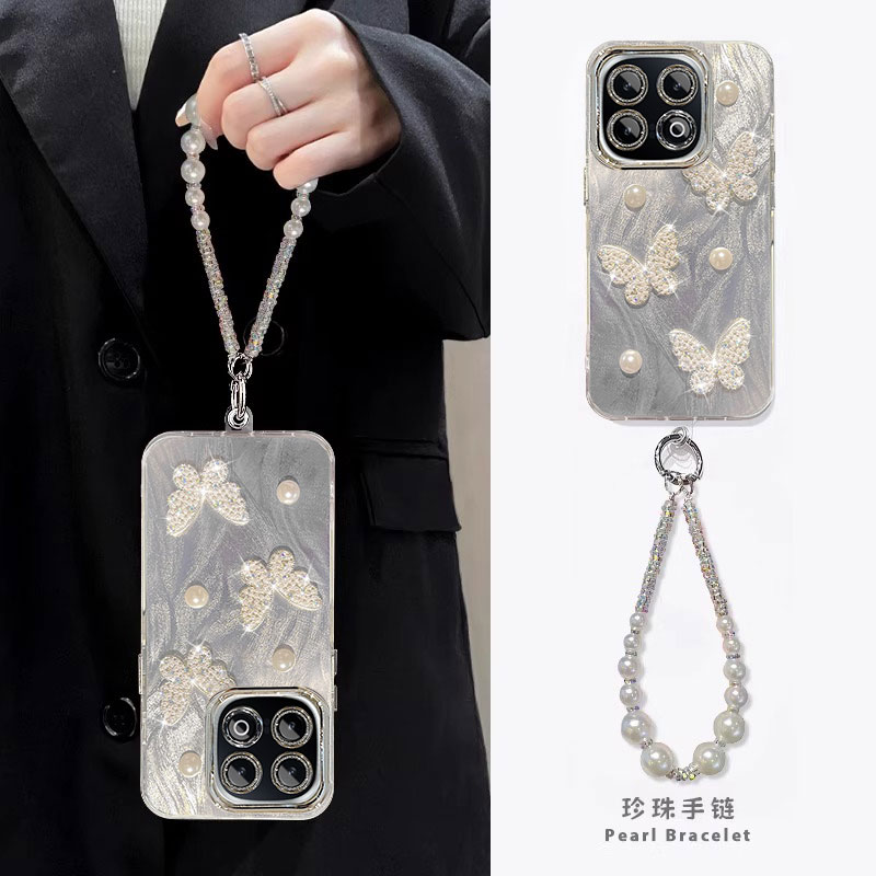 适用iQOO系列立体珍珠蝴蝶手机壳