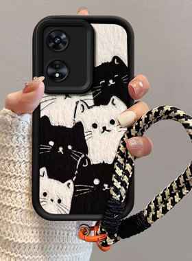 适用oppoA97手机壳A96新款A74可爱72创意58x时尚57黑白猫咪55s硅胶32女款a11X/A5颜值A3pro/a1x/活力版/a2m