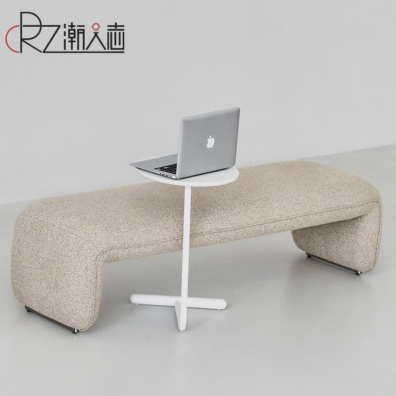 北欧轻奢棉麻长凳现代简约懒人复古家具舒适洽谈会客组合休闲凳子