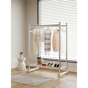 衣帽架双杆多功能落地卧室挂衣架可移动家用客厅晾衣架简易收纳架