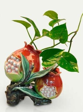 石湾陶瓷石榴多子多福精品礼盒摆放家居门厅送礼旺丁旺财喜庆摆件