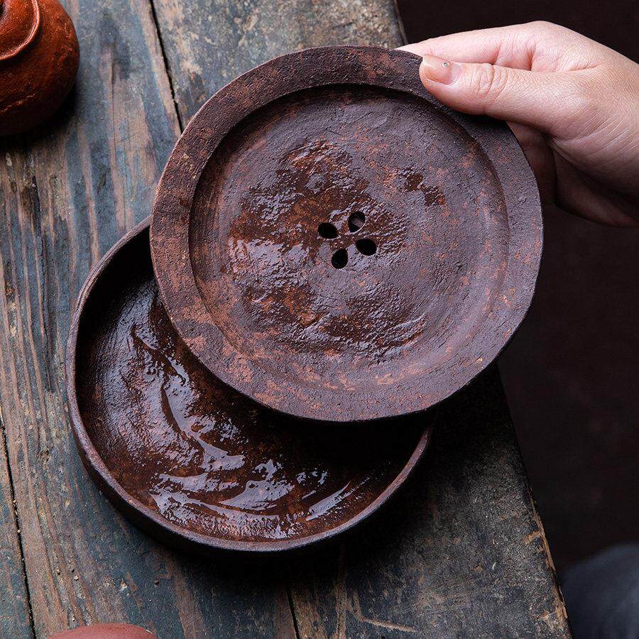 独清 手作紫砂蓄水壶承 手作茶具干泡台壶托养壶盘古朴老气茶道