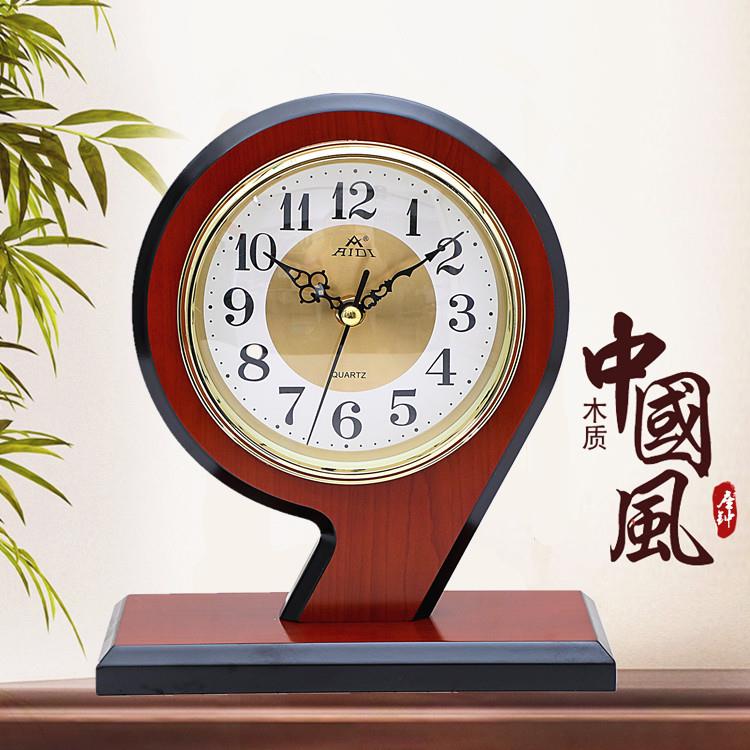 艾迪 实木 座钟 卧室台钟创意石英钟木制客厅复古现代简约时钟表