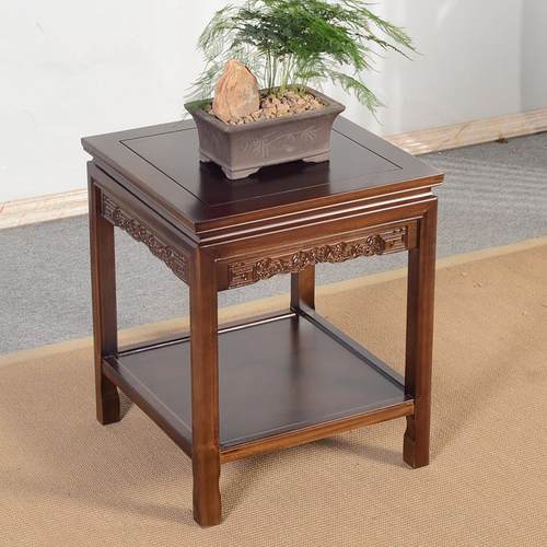 纯实木沙发边几角几侧边柜中式正小方桌茶几茶桌台鱼缸架花架盆景