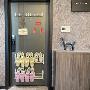 家用门上鞋架磁粘贴门后挂钩免打孔置物架宿舍免钉门厅门口收纳架