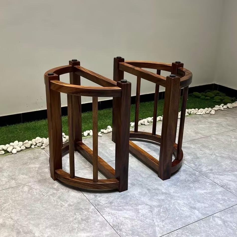 奥坎巴花实木大板桌脚家用原木桌子腿三脚支架茶桌茶台脚架书桌腿