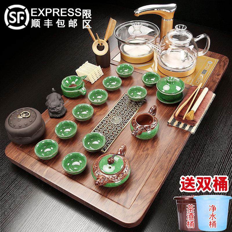 全自动茶具套装玻璃电磁炉一体茶盘整套家用排水小型轻奢茶台茶海