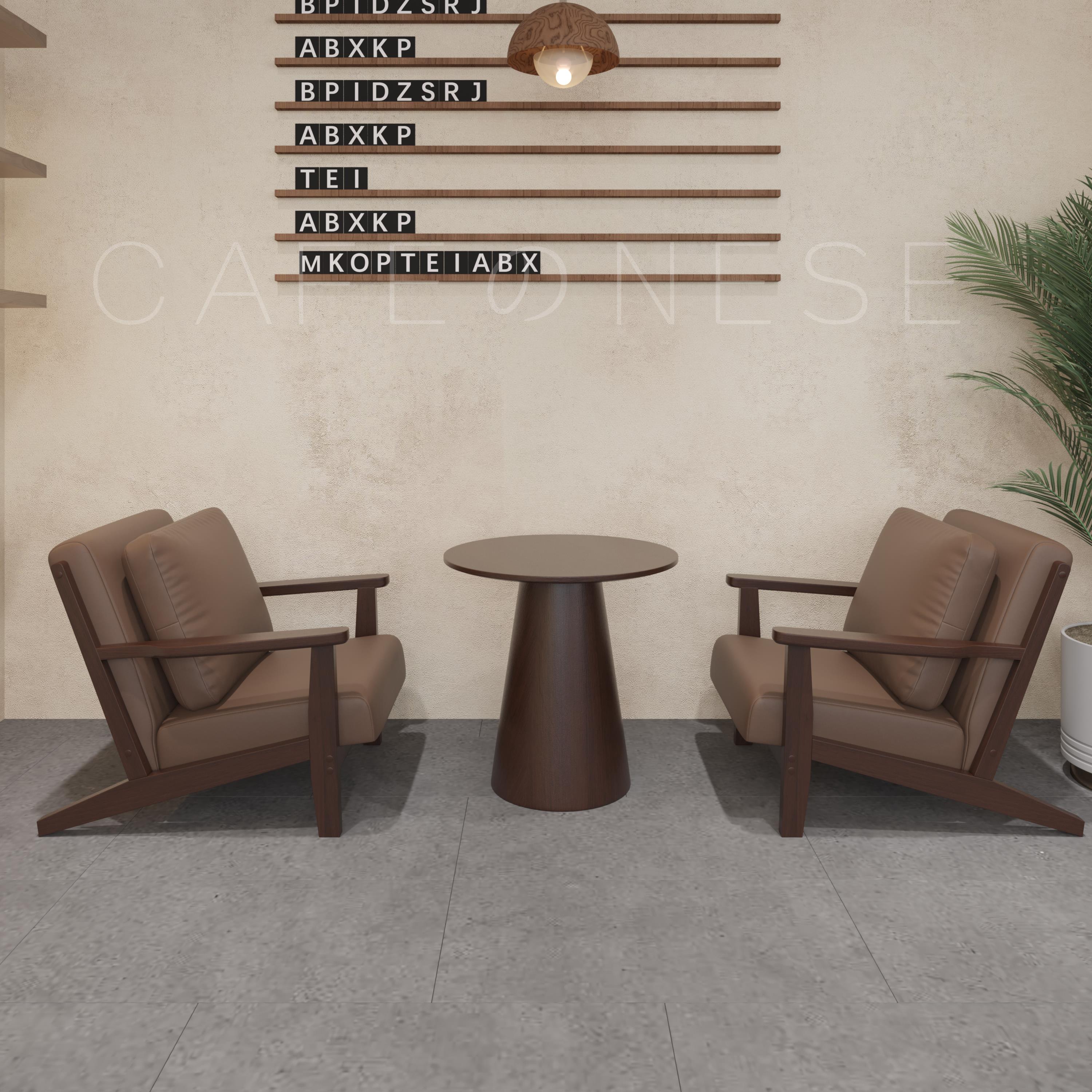 覆古咖啡厅奶茶店实木纳帕皮单人沙发休闲洽谈卡座酒吧桌椅组合