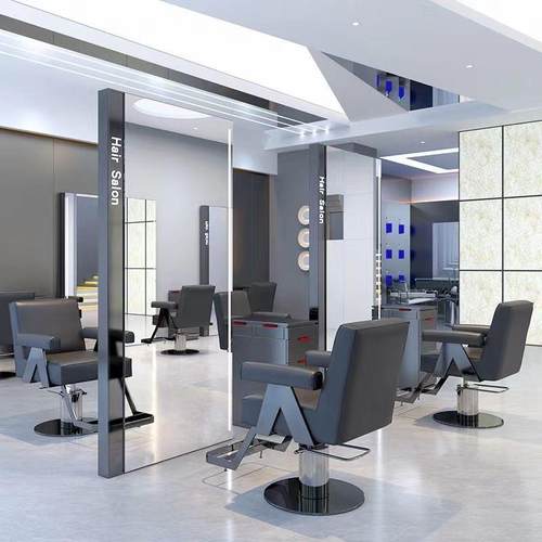 网红理发店镜子发廊专用剪发落地美发店双面镜台烫染镜一体简约