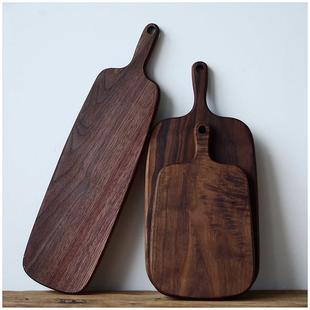 黑胡桃木无漆整木手工实木无拼接木砧板餐点面包托盘寿司板水果