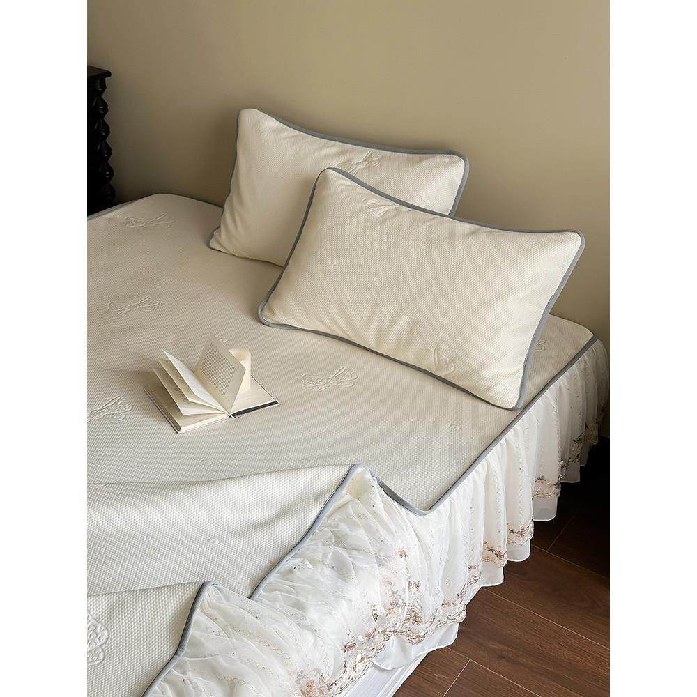 法式蕾丝花边床裙款凉席三件套夏季凉感冰丝席可机洗空调席软席子,床上用品,冰丝席,淘宝优惠券,粉丝福利购,淘宝优惠卷