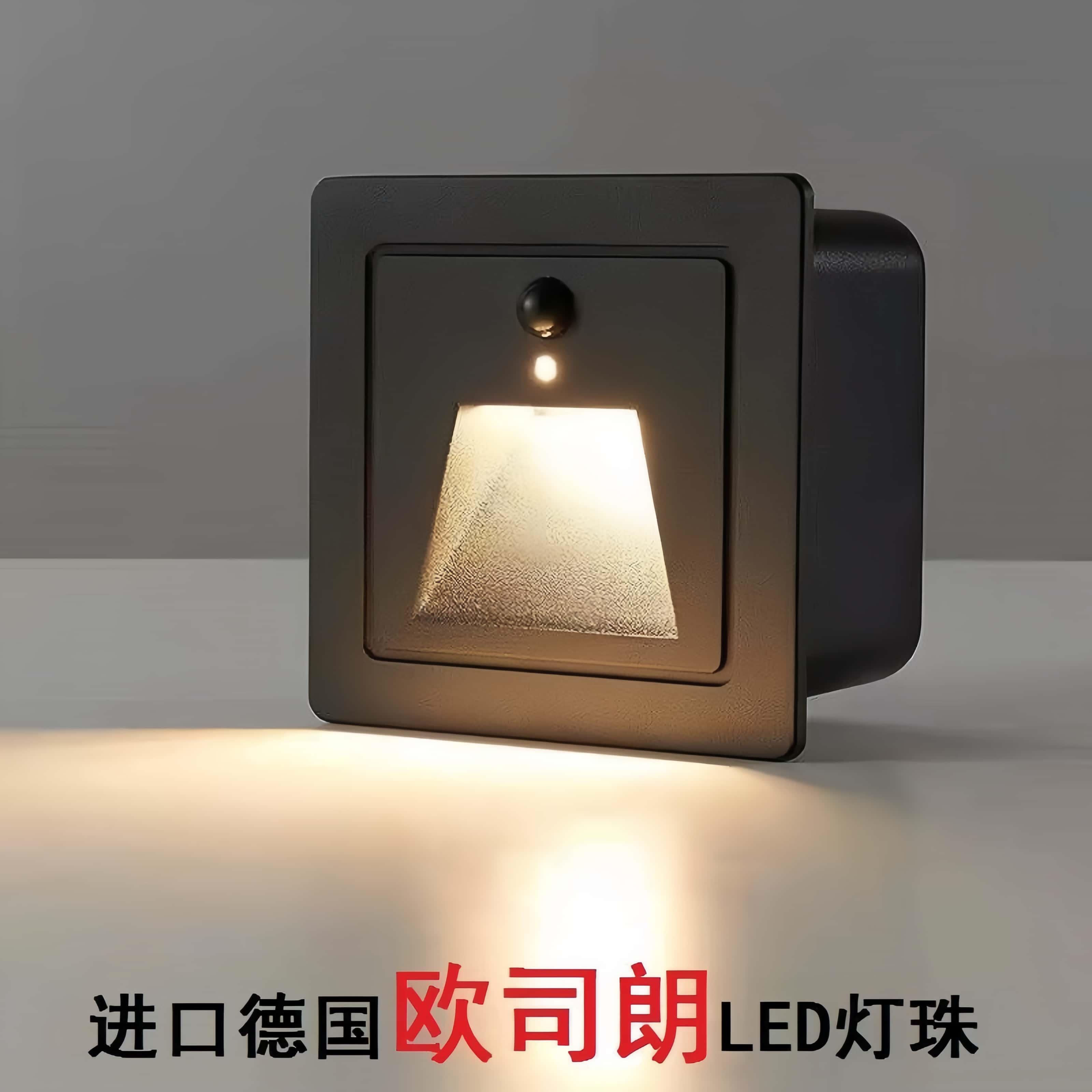 86型人体感应地脚灯嵌入式楼梯过道走廊感应灯户外防水墙角灯夜灯