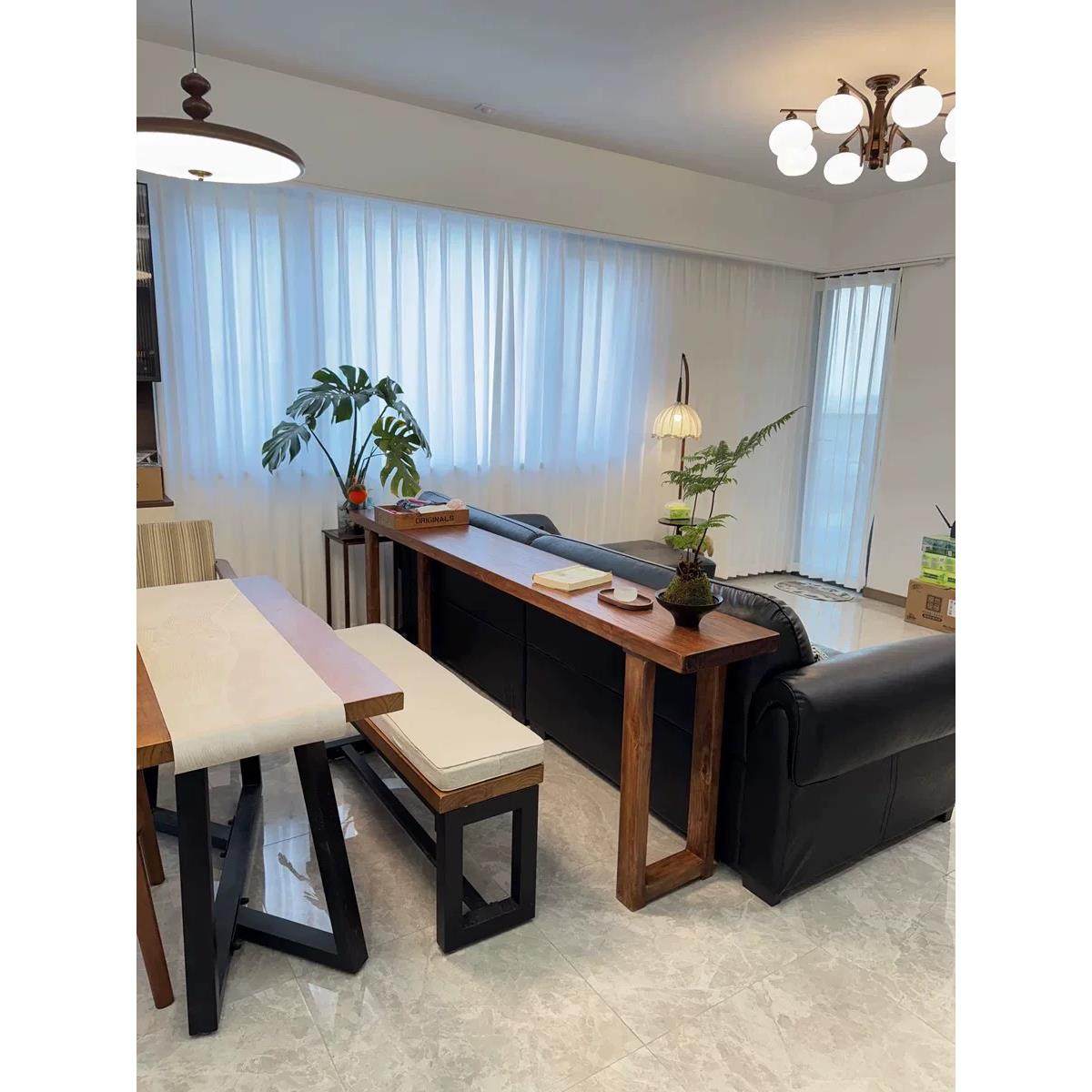 老榆木实木大板书桌电脑桌吧台桌茶桌学习桌长条桌靠窗休闲书桌