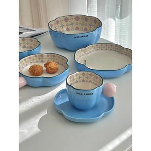 高品质星圣蓝系列陶瓷釉下彩餐具套装早餐盘、咖啡杯、茶托、下午