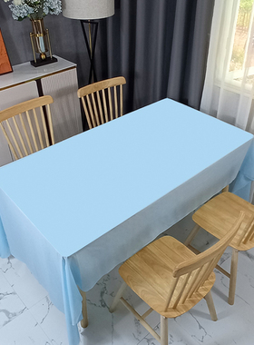 蓝色一次性桌布长方形新年班级课桌布置幼儿园小学初中生日派对用