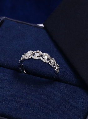 S925纯银优雅蕾丝花边戒密镶锆石