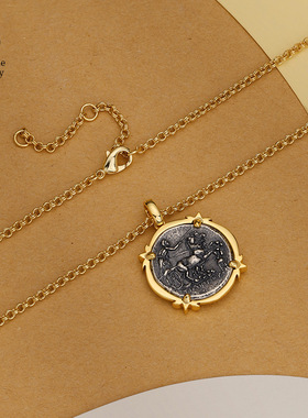 RoseOne新款纯银太阳神古币项链