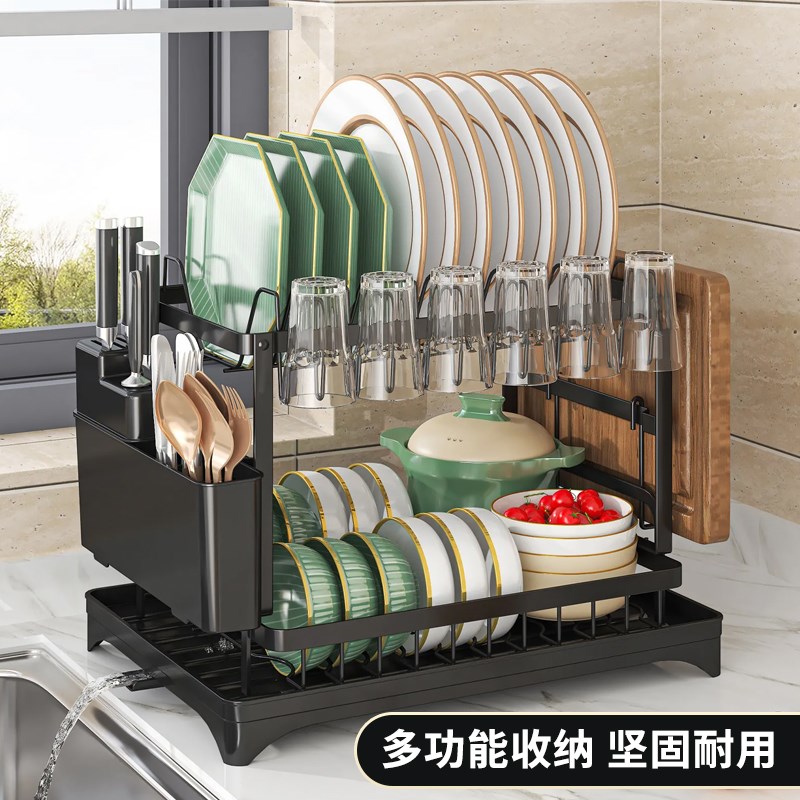 厨房置物架多功能碗碟收纳架可折叠碗筷收纳M碗架台面沥水架收纳