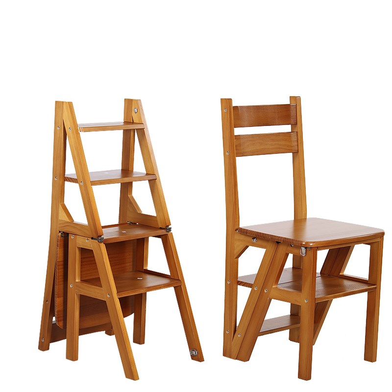 实木四层梯子凳子两用折叠梯凳多功能家J用登高楼梯椅创意木梯花
