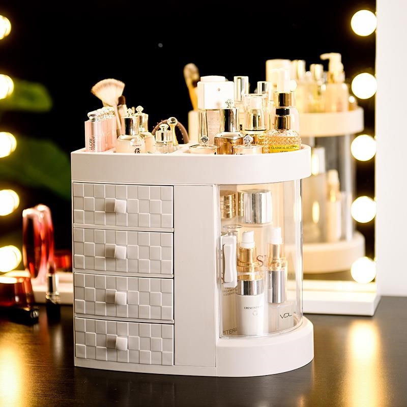 网红梳妆盒 透明桌面大容量抽屉一体式护肤品口红 化妆Z收纳盒定