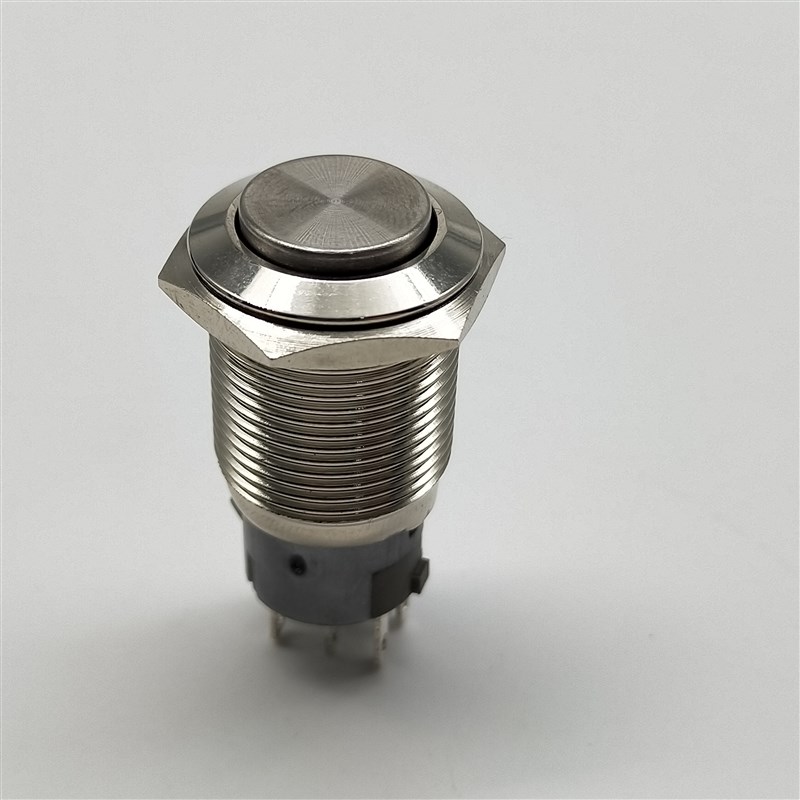 定制款6只脚16mm19mm金属按钮开关 六脚两开两闭双控双刀双掷点动