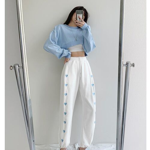 好货Fashion High Waist Straight Trousers Women Solid Color C