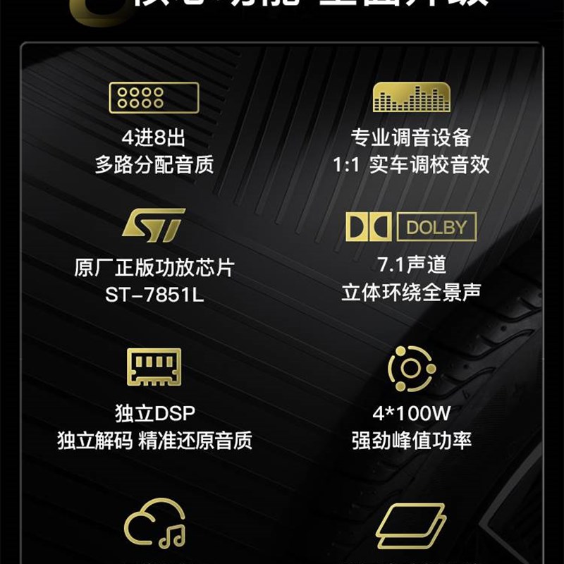 议价汽车DSP数字音频处理器5.1大功率车载功放无失真音响蓝拍前询