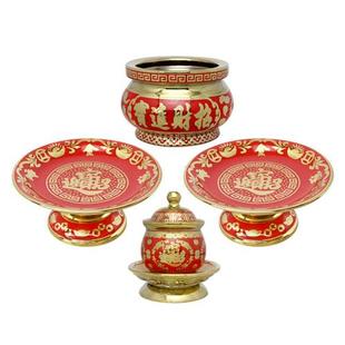 财神佛具套装 供盘香炉花瓶 家用净水杯佛杯财神杯佛堂仙堂摆件