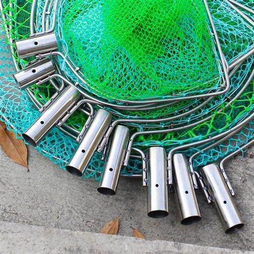 极速不锈钢平头方形双圈捞网头捞鱼网兜鱼塘鱼捞市场卖鱼捞网网兜