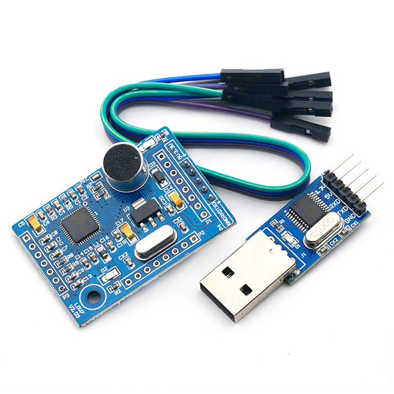 LD3320语音识别模块 ld3320a一体化带单J片机16个IO口引出 送TTL