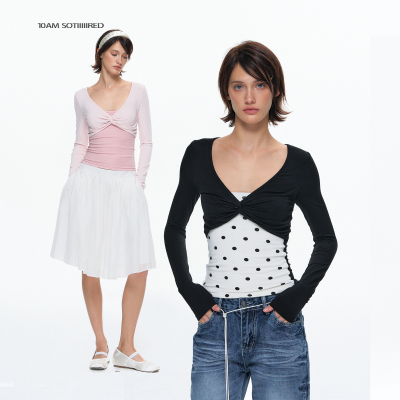 10AM云感假两件撞色T恤